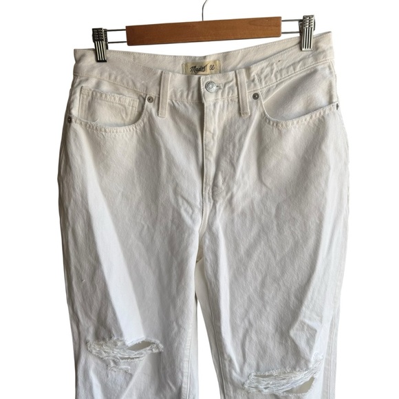 Madewell - NWT Petite Baggy Straight Jeans Women's White Distressed Jeans Sz 28P - Picture 4 of 10
